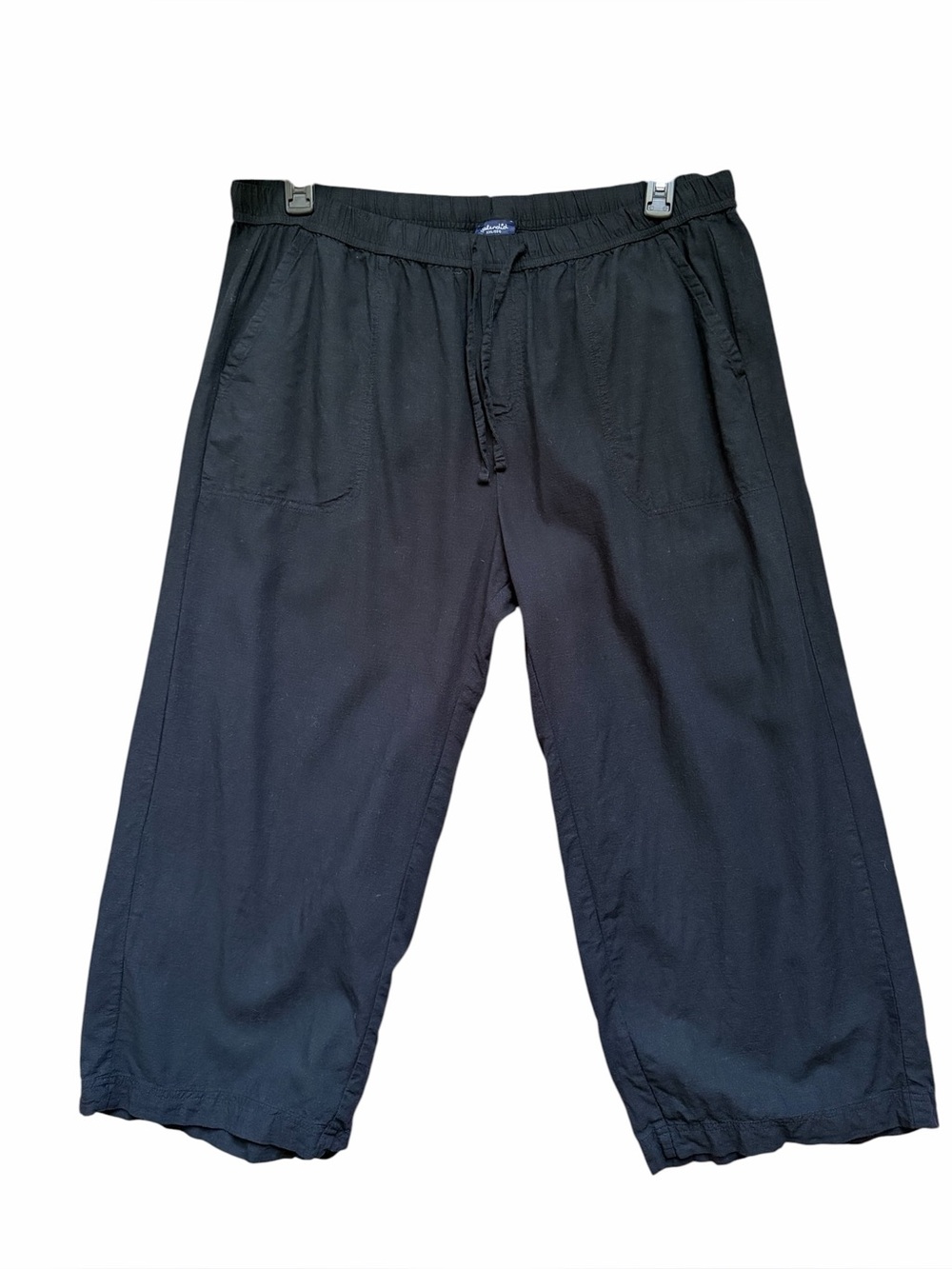 Splendid black high waist linen blend wide leg cropped pant - Picture 2 of 6